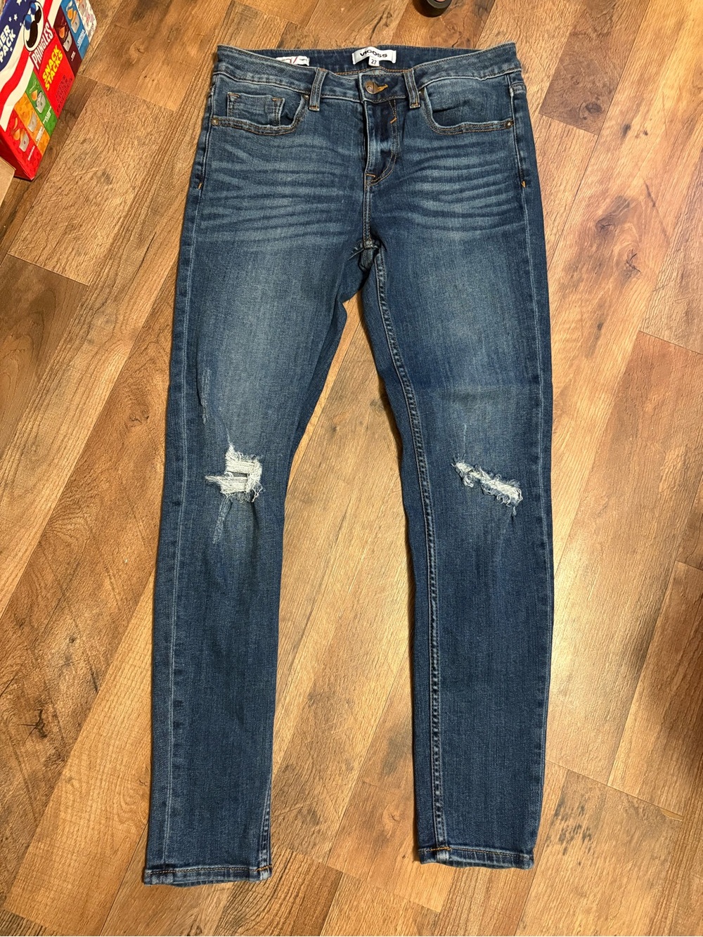 Vigoss Medium Blue Skinny Jeans with Knee Rips